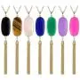 Top Plaza Natural Reiki Healing Crystal Pendant Necklace Oval Gemstone Gold Tassel Necklaces for Women Girls Top Plaza Natural Reiki Healing Crystal Pendant Necklace Oval Gemstone Gold Tassel Necklaces for Women Girls