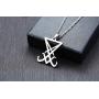 PJ Jewelry Sigil of Lucifer Pendant Satanic Symbol Stainless Steel Seal of Satan Necklace,Free 20'' Chain