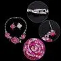 EVER FAITH Womens Austrian Crystal Blooming Rose Flower Necklace Earrings Set for Bride, Prom, Ball
