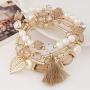 Weicam Women Girls Jewellery 5 Pack Vintage Boho Crystal Multilayer Beaded Bracelet Stretch Tassel Bangle Bracelet