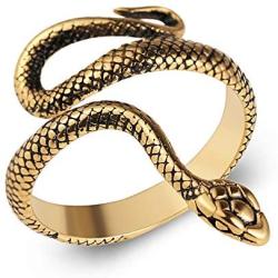 HZMAN Snake Ring Men Women Gothic Jewelry Retro Animal Fashion Personality Stainless Steel Ring