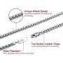 MOWOM Silver Chain Wheat Necklace for Men Women Boys Kids 316L Stainless Steel Water Resistant Cuban Link Chain Wheat Thick Jewelry