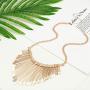 Hanpabum Necklace and Earrings Bracelet 3 Pack Jewelry Set for Women Gold Metal Fringe Drop Collar Necklace and Earrings Bracelet Set