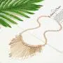 Hanpabum Necklace and Earrings Bracelet 3 Pack Jewelry Set for Women Gold Metal Fringe Drop Collar Necklace and Earrings Bracelet Set