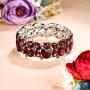 EVER FAITH Womens Wedding Party Jewelry Austrian Crystal 2 Layer Teardrop Stretch Bracelet for Her