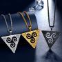 beautlace Triangle Celtic Knot Triple Necklaces 18K Gold/Silver/Black Gun Plated Triskele Spiral Pendant Jewelry Gifts for Women and Men KP0118