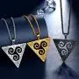 beautlace Triangle Celtic Knot Triple Necklaces 18K Gold/Silver/Black Gun Plated Triskele Spiral Pendant Jewelry Gifts for Women and Men KP0118