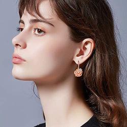 POTOPYY 925 Sterling Silver Rose Flower Dangle Earrings Butterfly Dainty Drop Earrings Jewelry Gifts for Women Girls Birthday