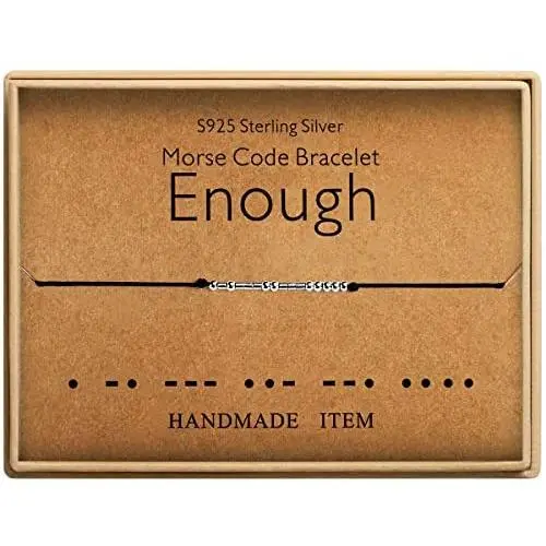 Enough Bracelet Morse Code Jewelry Gift for Her Sterling Silver Beads on Silk Cord inspirational Gift for Women Enough Bracelet Morse Code Jewelry Gift for Her Sterling Silver Beads on Silk Cord inspirational Gift for Women