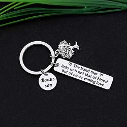 CYTING Bonus Son Keychain The Bond That Links Us is Never Ending Love Blended Family Jewelry Adoption Gift for Son in Law/Stepson/Bonus Son/Adopted Son