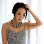 HANTON Fashion Statement Handmade Strands Imitation Turquoise Beaded Necklace Bracelet Jewelry Sets for Women Gilrs Teens
