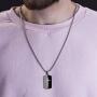 Steve Madden 28 Inch Polished Split Design Open Cross Dogtag Box Chain Necklace for Men in Black IP Plated Stainless Steel (Black)