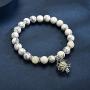 Luminous Glowing in The Dark Moon Lotus Flower Shaped Charm Bracelet for Women Natural Turquoise Stones Yoga Prayer Jewelry