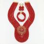 aczuv Red Nigerian Wedding African Beads Jewelry Set Crystal Necklace and Earrings for Women