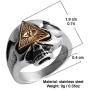 HZMAN Biker Cool Skull Rings for Men Women, Stainless Steel Band Illuminati The All-Seeing-Eye Pyramid/Eye Symbol Ring