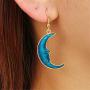 TIANHONGYAN-4 Pairs Enamel Moon Star Earth Planet Dangle Earrings for Women Asymmetrical Drop Long Pendant Hook Stud Earrings Set Fashion Jewelry for Women Girls