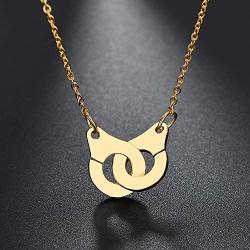 RZCXBS Handcuffs Pendant Necklace Surgical Stainless Steel Best Partners Handcuff Necklace