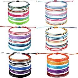 30 Pieces Friendship Bracelets Wave Handmade Braided Bracelet Waterproof Wax Coated Rope Bracelet Surfer Adjustable Bohemian Wrist Cord for Women Men Handcrafted Jewelry Party Accessories