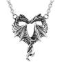 Controse Womens Silver-Toned Stainless Steel Steamin Hot Love Dragon Heart Necklace with Pendant