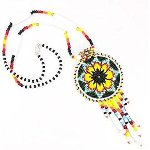 Handmade Orange Black Native American Style Beaded Necklace Earrings Set S-51-SB-8 Handmade Orange Black Native American Style Beaded Necklace Earrings Set S-51-SB-8