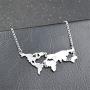 Stainless Steel World Map Necklace, AILUOR Fashion Gold Silver Black World Continents Travel Pendant Personality Gift Unisex