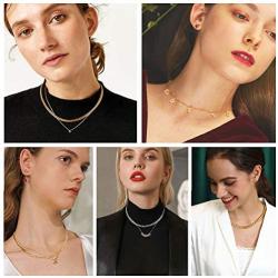 U7 Women Customized Choker Stainless Steel Jewelry 16 Inch Dainty Neck Chain with Personalized DIY Iced Out Letter Statement Name Necklace, Pick 2-10 Alphabet Initials