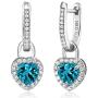 Gem Stone King 925 Sterling Silver London Blue Topaz and White Created Sapphire Earrings (2.40 Ct, Heart Shape 6MM)