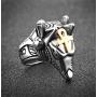HZMAN Mens Egyptian God Anubis Gold Ankh Cross Ring Stainless Steel Biker Band