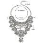 Zhenhui Statement Necklace for Women - Fashion Silver Long Bohemian Indian Jewelry Oxidized Chunky Necklace for Women Big Bib Ethnic Costume Jewelry (1)