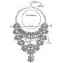 Zhenhui Statement Necklace for Women - Fashion Silver Long Bohemian Indian Jewelry Oxidized Chunky Necklace for Women Big Bib Ethnic Costume Jewelry (1)