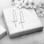 LeCalla Sterling Silver Jewelry Cross Shaped Drop Dangler Earrings for Women Girl
