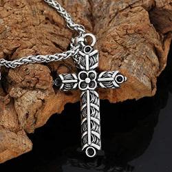 GuoShuang Nordic Viking Athelstans Cross Ragnar Amulet Necklace - Double Side