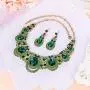 BriLove Womens Costume Fashion Crystal Teardrop Hollow Scroll Statement Necklace Dangle Earrings Set
