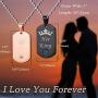 Jstyle 4Pcs Couple Necklace Bracelets Matching Set for Women Men Crown Dog Tag Pendant Love Necklace His & Hers Cuff Bracelets Couple Gift
