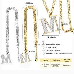BELLALULU Initial Necklaces for Men A-Z 2 Pieces Letter Pendant Necklace Golden and Silver- Hip-Hop Cool Style Jewelry