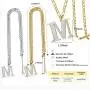 BELLALULU Initial Necklaces for Men A-Z 2 Pieces Letter Pendant Necklace Golden and Silver- Hip-Hop Cool Style Jewelry