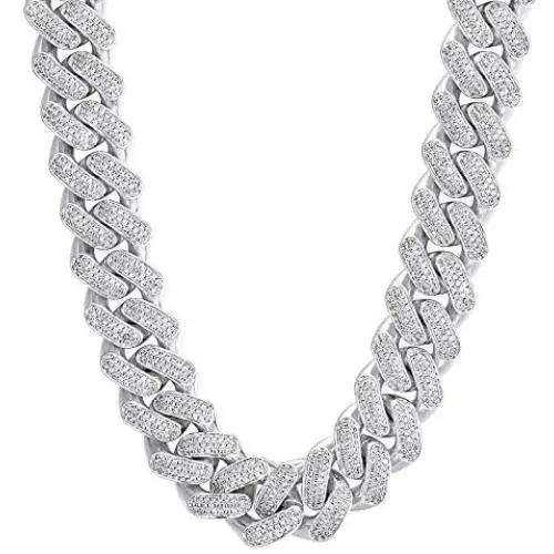 KRKC&CO 12mm/18mm/15mm Iced Cuban Link Chain for Men, 14k Gold Cuban Chain Necklace, Cuban Choker, Hip Hop Jewelry, Prong-Setting 5A CZ Stones, Durable Anti-Tarnish Urban Street-wear Everlasting Shine
