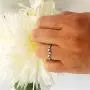 Round Blue Sapphire & White Diamond Ladies Contour Wedding Stackable Ring, 14K Gold