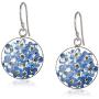 Sterling Silver Pressed Flower Circle Drop Earrings