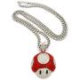 Bitter Sweet Store Mushroom Face Pendant Mens Iced Out Hip Hop Cuban Link 30'' Chain Necklace Red Silver