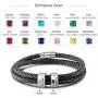 Personalized Men Black Braid 2-5 Names Bracelet Custom Made with Charm Beads Family Inspirational Jewelry Gift for Dad Boyfriend