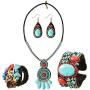 MAYTRY Original Woven Turquoise Necklace 4-Piece Set-Turquoise Necklace, Turquoise Bracelet, Turquoise Earrings, Turquoise Ring, Personalized Fashion Set