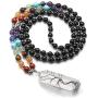 Jovivi Natural 7 Chakras Healing Crystals Necklace Wire Wrapped Clear Quartz Tree of Life Pendant Healing Pointed Reiki Energy Balancing