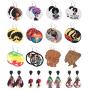 Fiasaso 16 Pairs African Dangle Earrings for Women Round Teardrop Painted Wooden Earrings Ethnic Style Earring Set