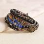 MOFRGO Handmade Braided Charm 5 Wrap Bracelet for Men Women Jasper Ebony Wood Beads Bohemian Adjustable Multilayer Bangle Jewelry