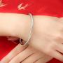 Merdia Womens 999 Solid Sterling Silver Flower Carved Bangle Cuff Bracelets 21g Weight for Wedding Gift