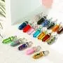 60 Pieces Hexagonal Chakra Pendant Bullet Crystal Pendant Gemstone Pointed Quartz Stone Pendants with Storage Bag (60 Colors)