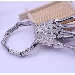 Gothic Skull Skeleton Bone Hand Bracelet with Ring Halloween Talon Wristband Punk Rock Exaggerated Metal for Men Women Nightclub Party Jewelry