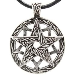 Trilogy Jewelry Pewter Double Pentagram Wiccan Pagan Pendant on Leather Necklace