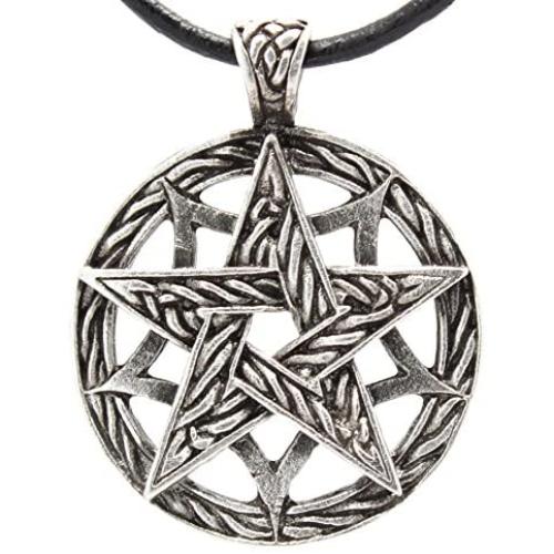 Trilogy Jewelry Pewter Double Pentagram Wiccan Pagan Pendant on Leather Necklace